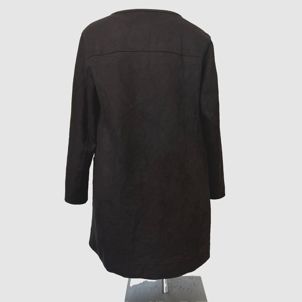 Joan Vass Faux Suede Lace Trim Jacket M Lagenlook Boho Chic Soft Goth Dark Twee - Picture 6 of 9